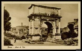 Tarjeta postal de vista exterior del Arco de Tito de Roma editada por A. Scrocchi en Milán