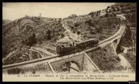 Tarjeta postal del ferrocarril de cremallera de Monte-Carlo a su paso por La Tourbie editada por ...