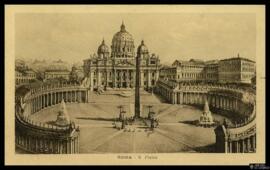 Tarjeta postal de vista general de la Plaza de San Pedro de la Ciudad del Vaticano en Roma