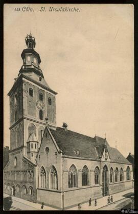 Tarjeta postal de vista exterior de la Iglesia de Santa Úrsula o St. Ursulakirche en Colonia edit...