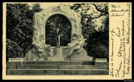 Tarjeta postal del monumento escultórico a Johann Strauss en el Innere Stadt de viena editado por...