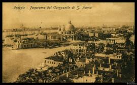 Tarjeta postal circulada de vista panorámica de Venecia desde el Campanile de la Basílica de San ...