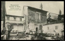 Tarjeta postal del Claustro grande de la Cartuja de Pavía vista desde la celda de un monje editad...