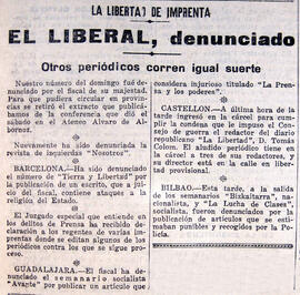 1931-04-07. El Liberal, denunciado por el extracto de la conferencia de Álvaro de Albornoz. El Li...