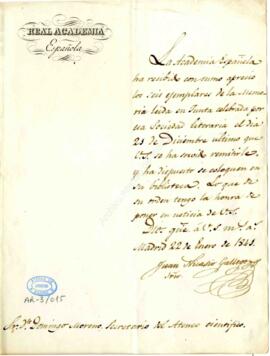 1841-01-22. Oficio de la Real Academia Española