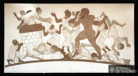 Hércules matando a Busiris (decoración de un vaso etrusco de Cervetri)