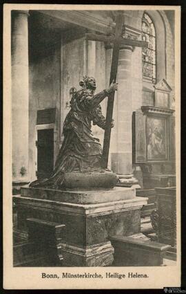 Tarjeta postal de la escultura Heilige Helena en el interior de la Münsterkirche en Bonn