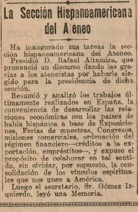 1930-05-23. Reseña de la inauguración de los trabajos de la Sección Iberoamericana . El Liberal (...
