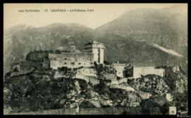 Tarjeta postal de vista panorámica del Castillo Fort Pyrenean de Lourdes editada por Sireygeol en...