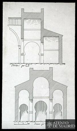 Secciones longitudinal y transversal de la iglesia de Bamba (Valladolid). (Dibujo de Vicente Lamp...