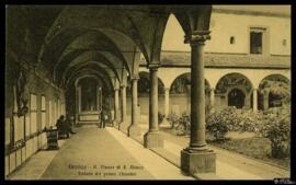 Tarjeta postal de vista interior del primer Claustro del Museo de San Marco de Florencia