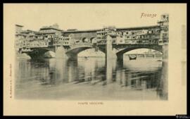 Tarjeta postal del ponte Vecchio de Florencia editada por G. Modiano e C. en Milán