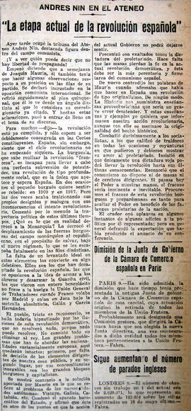 1931-06-10. Reseña de la conferencia de Andrés Nin. El Liberal (Madrid)