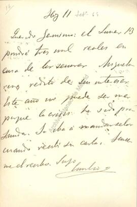 1865-02-11. Carta de Emilio Castelar a Jerónimo Amat