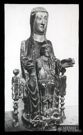 Placa fotográfica de la talla románica talla románica de la Virgen y el Niño conocida popularment...