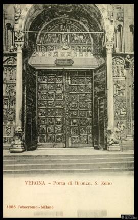 Tarjeta postal de la puerta de bronce de la Basílica de San Zenón de Verona edtitada por Fotocrom...
