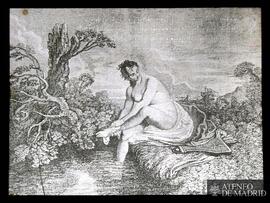 
París. Museo del Louvre. Watteau, Jean Antoine: "Diana en el baño"  (grabado de Aveline)

