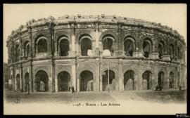 Tarjeta postal de vista exterior de la Arena de Nimes editada por F. Genouliat en Marsella