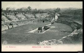 Tarjeta postal del Anfiteatro de Siracusa editada por Alterocca en Terni, fotografía de Muscojona.