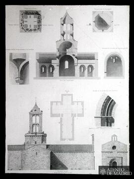 San Pedro de Camprodón de Gerona. (planta de la torre, proyección de la cúpula, arranque de los a...