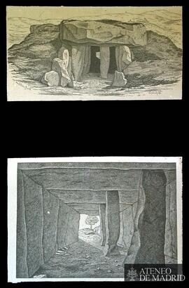 Cueva de Menga en Antequera, dos dibujos de Adrien de Martillet