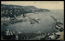 Tarjeta postal de vista panorámica de la entrada al Puerto desde el Castillo de Niza