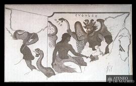 Tarquinia. Detalle de la tumba de Orco: "Teseo y Piritoo en el Hades con el demonio Tuchulch...