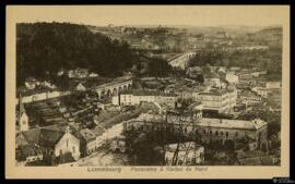 Tarjeta postal de vista panorámica de Luxemburgo y el Viaduc du Nord, viaducto ferroviario del no...