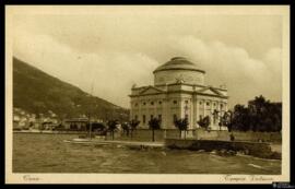 Tarjeta postal de vista exterior del Templo Voltiano de Como editada por Cesare Capello en Milán