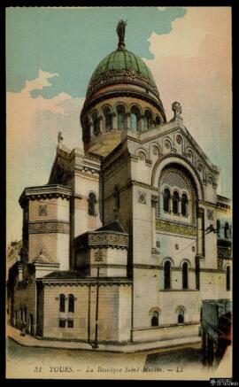 Tarjeta postal a color de vista exterior de la Basílica de San Martín de Tours editada por Lévy F...