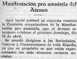 1931-04-10. Manifestación pro amnistía del Ateneo. Ahora (Madrid)