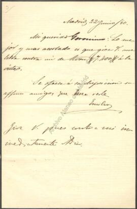 1860-06-22. Carta de Emilio Castelar a Jerónimo Amat