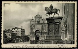 Tarjeta postal del Monumento escultórico ecuestre a Bartolomeo Colleoni y Basílica de San Juan y ...