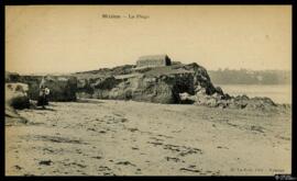 Tarjeta postal de vista del paisaje de la Playa de Hillion editada por M. Le Roy en Rennes con no...