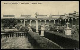 Tarjeta postal de escena costumbrista religiosa de monjes en el Claustro grande de la Cartuja de ...