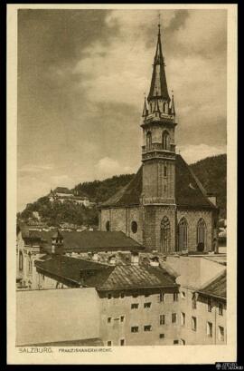 Tarjeta postal de vista exterior de la Iglesia de los Franciscanos o Franziskanerkirche en Salzbu...