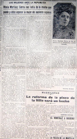 1931-06-03. Entrevista a María Martínez Sierra. El Liberal (Madrid)