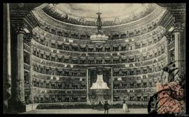 Tarjeta postal de vista interior del Teatro della Scala de Milán con carta no circulada al verso ...