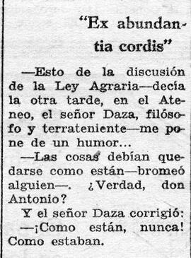 1931-12-09. Anécdota sobre la discusión de la reforma agraria. Ahora (Madrid)