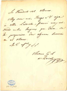 1847-01?. Carta de Antonio Gil y Zárate