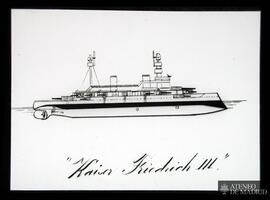Dibujo del barco de batalla alemán "Kaiser Friedrich III"
