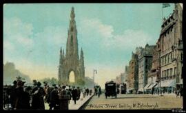 Tarjeta postal a color de la Princes Street de Edimburgo