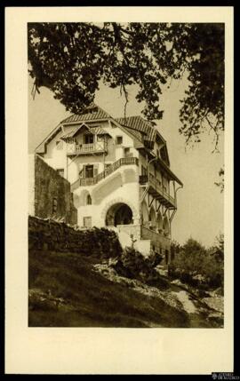 Tarjeta postal de vista panorámica del Albergo del Cervo en el Monte Filerinos, conocido como Mon...