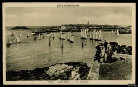 Tarjeta postal de vista panorámica de una carrera de regatas en Saint-Malo editada por Laurent-Ne...