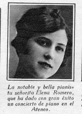 1929-05-28. Fotografía de la pianista Elena Romero, que ha dado un concierto en el Ateneo de Madr...