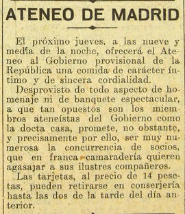 1931-05-03. Comida en honor del Gobierno provisional. El Liberal (Madrid)