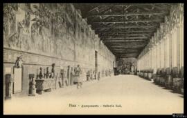 Tarjeta postal de vista interior de la Galería Sur del Camposanto Monumental de Pisa editada por ...