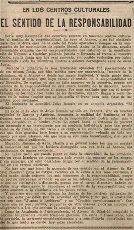 1930-05-31. El sentido de la responsabilidad en el Ateneo . El Liberal (Madrid)