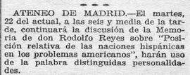 1931-12-22. Continúa la memoria de la Sección Iberoamericana, por Rodolfo Reyes. Ahora (Madrid)