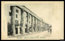 Tarjeta postal de las Columnas de San Lorenzo en Milán editada por el Stab. d'Arti Grafiche Galil...
